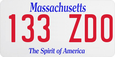 MA license plate 133ZD0