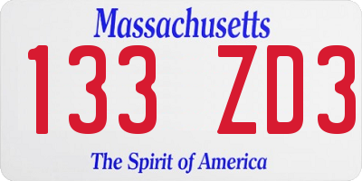 MA license plate 133ZD3