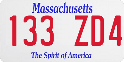 MA license plate 133ZD4