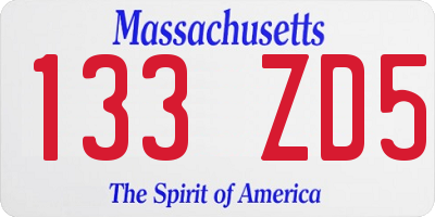 MA license plate 133ZD5