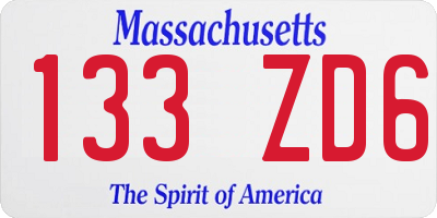 MA license plate 133ZD6