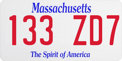 MA license plate 133ZD7