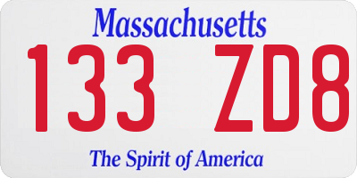 MA license plate 133ZD8
