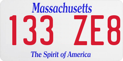 MA license plate 133ZE8