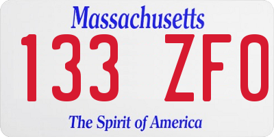 MA license plate 133ZF0