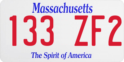 MA license plate 133ZF2