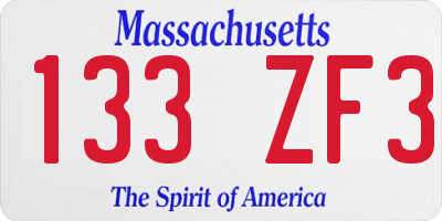MA license plate 133ZF3
