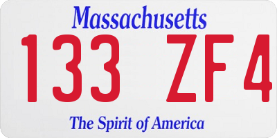 MA license plate 133ZF4