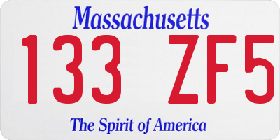 MA license plate 133ZF5