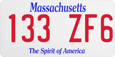 MA license plate 133ZF6