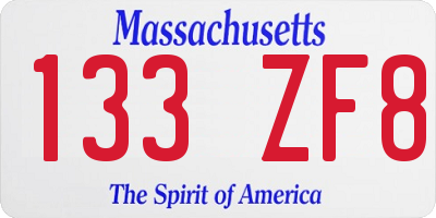 MA license plate 133ZF8