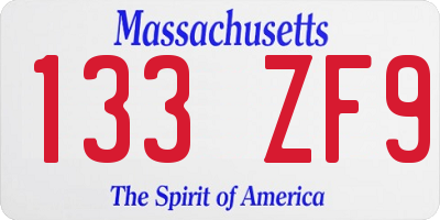 MA license plate 133ZF9