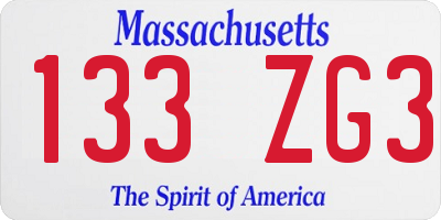 MA license plate 133ZG3