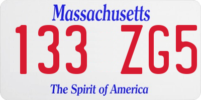 MA license plate 133ZG5