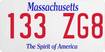MA license plate 133ZG8