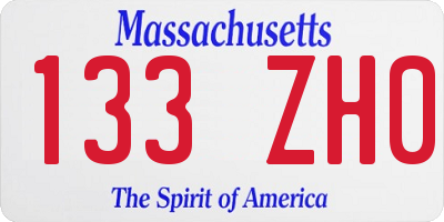 MA license plate 133ZH0