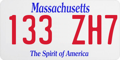 MA license plate 133ZH7