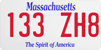 MA license plate 133ZH8