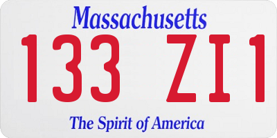 MA license plate 133ZI1