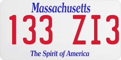 MA license plate 133ZI3