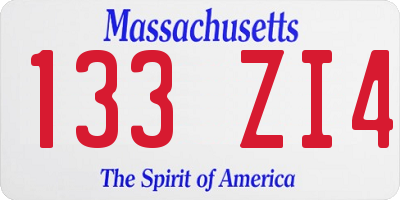 MA license plate 133ZI4