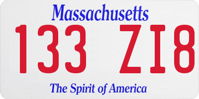 MA license plate 133ZI8
