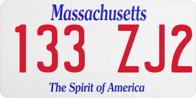 MA license plate 133ZJ2