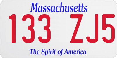 MA license plate 133ZJ5