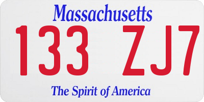 MA license plate 133ZJ7