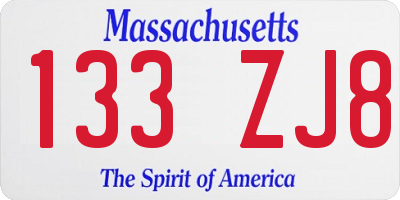 MA license plate 133ZJ8