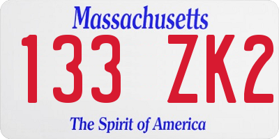 MA license plate 133ZK2