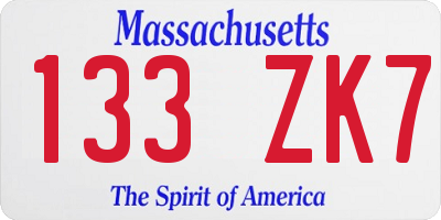 MA license plate 133ZK7