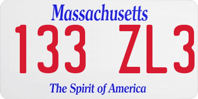 MA license plate 133ZL3