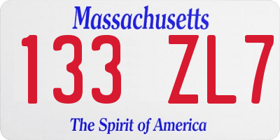 MA license plate 133ZL7