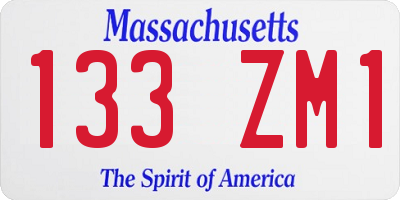 MA license plate 133ZM1