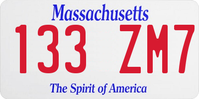 MA license plate 133ZM7