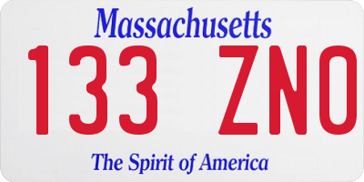 MA license plate 133ZN0