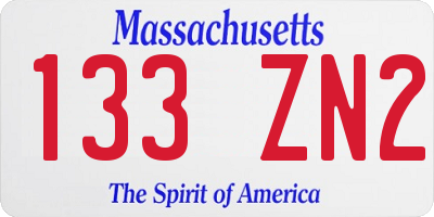 MA license plate 133ZN2