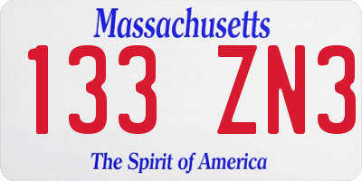MA license plate 133ZN3