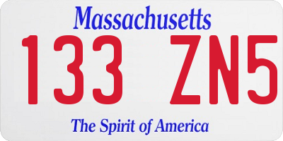 MA license plate 133ZN5