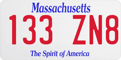 MA license plate 133ZN8