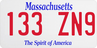 MA license plate 133ZN9