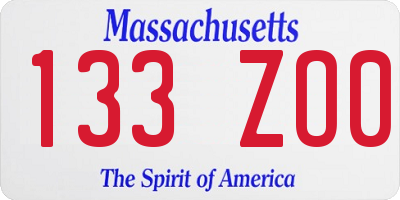 MA license plate 133ZO0