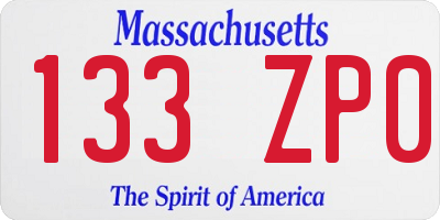 MA license plate 133ZP0