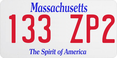 MA license plate 133ZP2