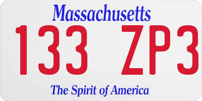 MA license plate 133ZP3