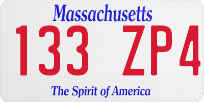 MA license plate 133ZP4