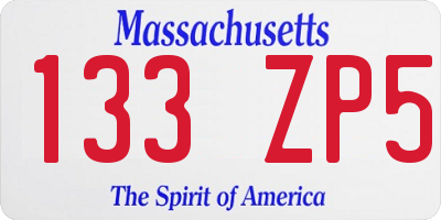 MA license plate 133ZP5
