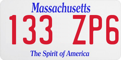 MA license plate 133ZP6