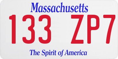 MA license plate 133ZP7